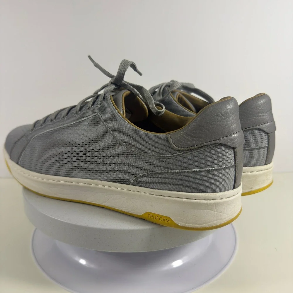 Johnston & Murphy Trufoam Mens Grey Knit Leather Trim Casual Sneakers Shoes 10.5